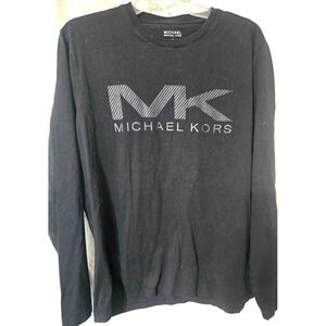 Michael Kors Womens Tee Shirt Top Long Sleeve Logo Black Medium